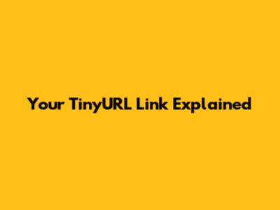 Your TinyURL Link Explained