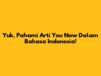 Yuk, Pahami Arti 'You Now' Dalam Bahasa Indonesia!