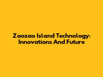 Zaozao Island Technology: Innovations And Future